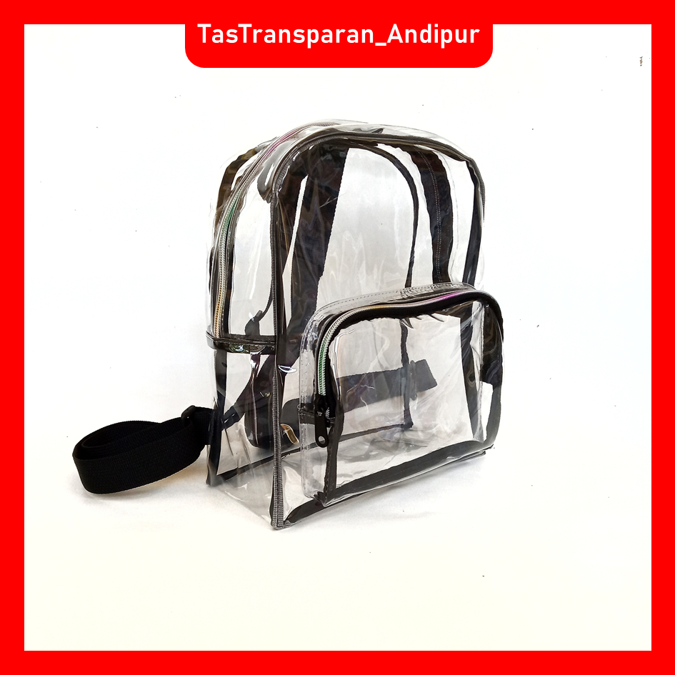 Tas Mika Transparan Ransel Katrina - Clear PVC Backpack Unisex Wanita Pria Sekolah Konser Karyawan