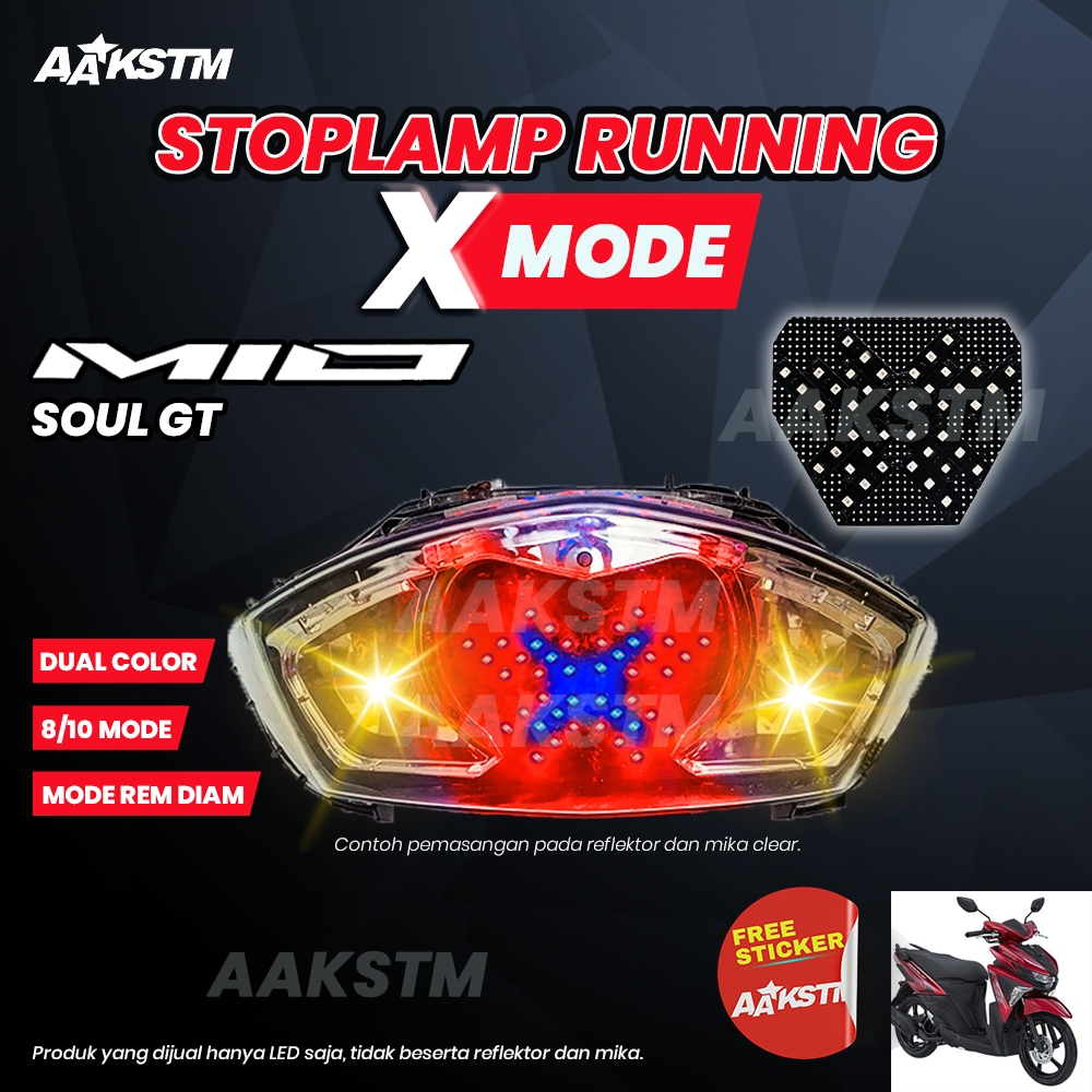 Lampu Rem Running X Mode Mio Soul GT LED 8 10 Mode Running Lampu Belakang Modifikasi Motor