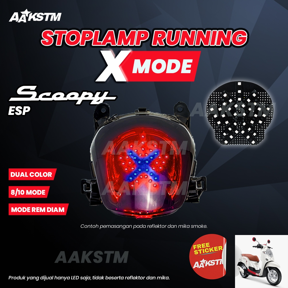 Lampu Rem Running X Mode Scoopy Esp LED 8 10 Mode Running Lampu Belakang Modifikasi Motor