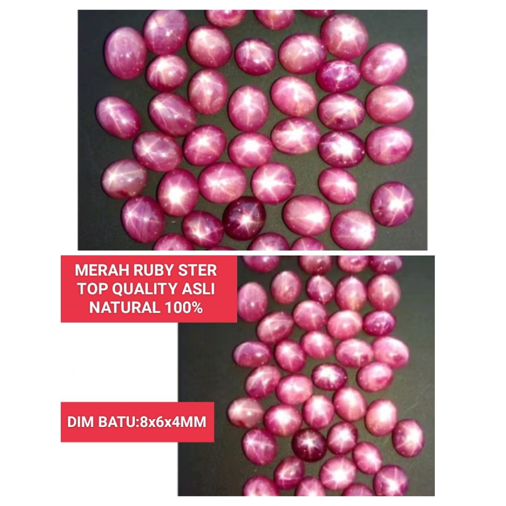 Batu Cincin Merah Rubily Ster Crystal Natural D8x6x4mm