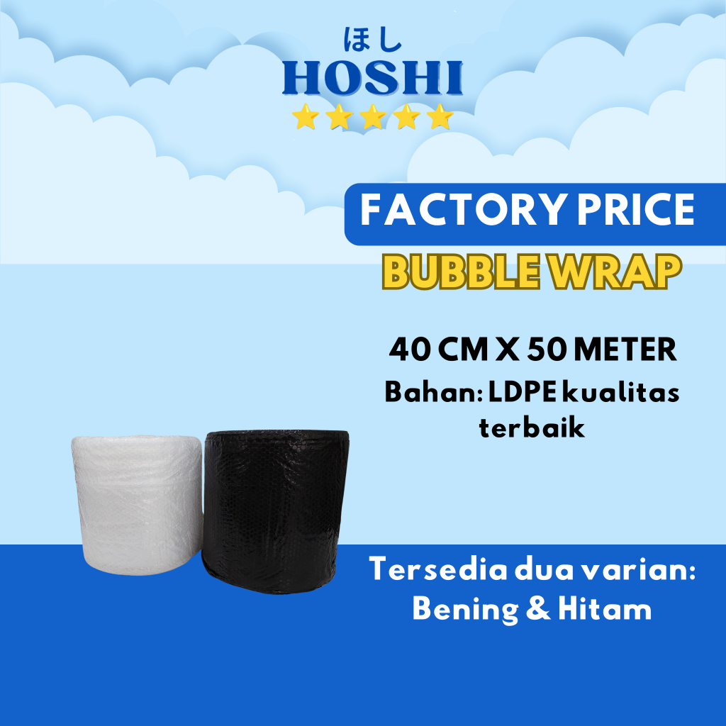

HOSHI PLAST - Bubble Wrap 40cm x 50m - Bubble Wrap Surabaya - Bubble wrap instant surabaya packaging murah packing kemasan bungkus plastik packaging lakban kemasan pembungkus plastik tahan air