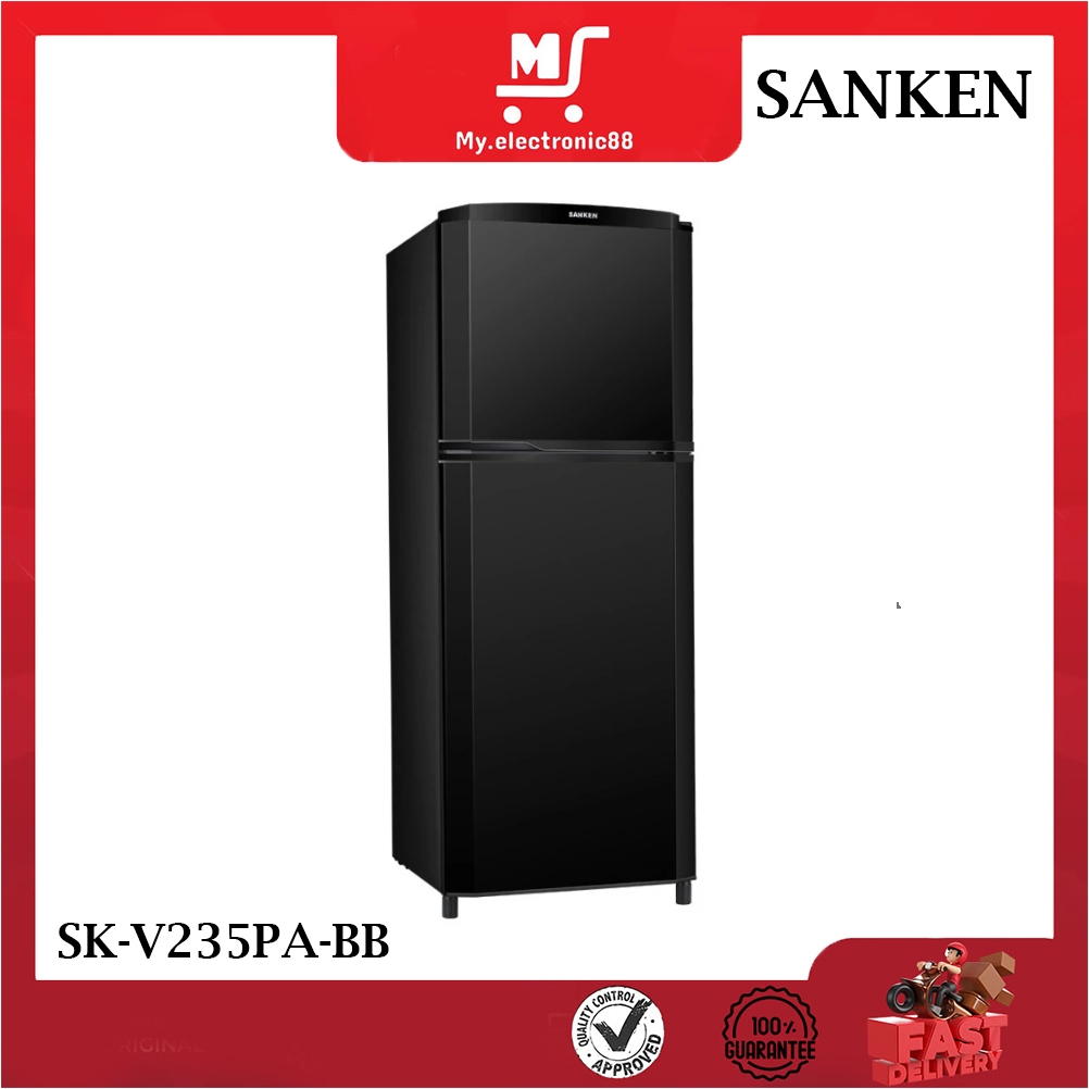 Sanken Kulkas 2 Pintu SK-V235PA-BB - Kulkas Hitam Piano Black 230 L
