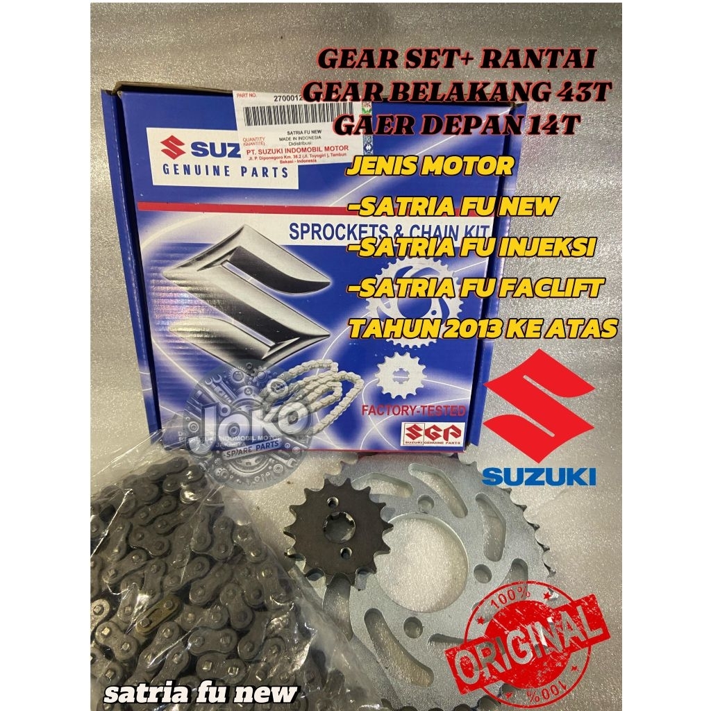 GEAR SET+RANTAI ORIGINAL SATRIA FU NEW, SATRIA FU INJEKSI, GEAR SET ORIGINAL SATRIA FU NEW