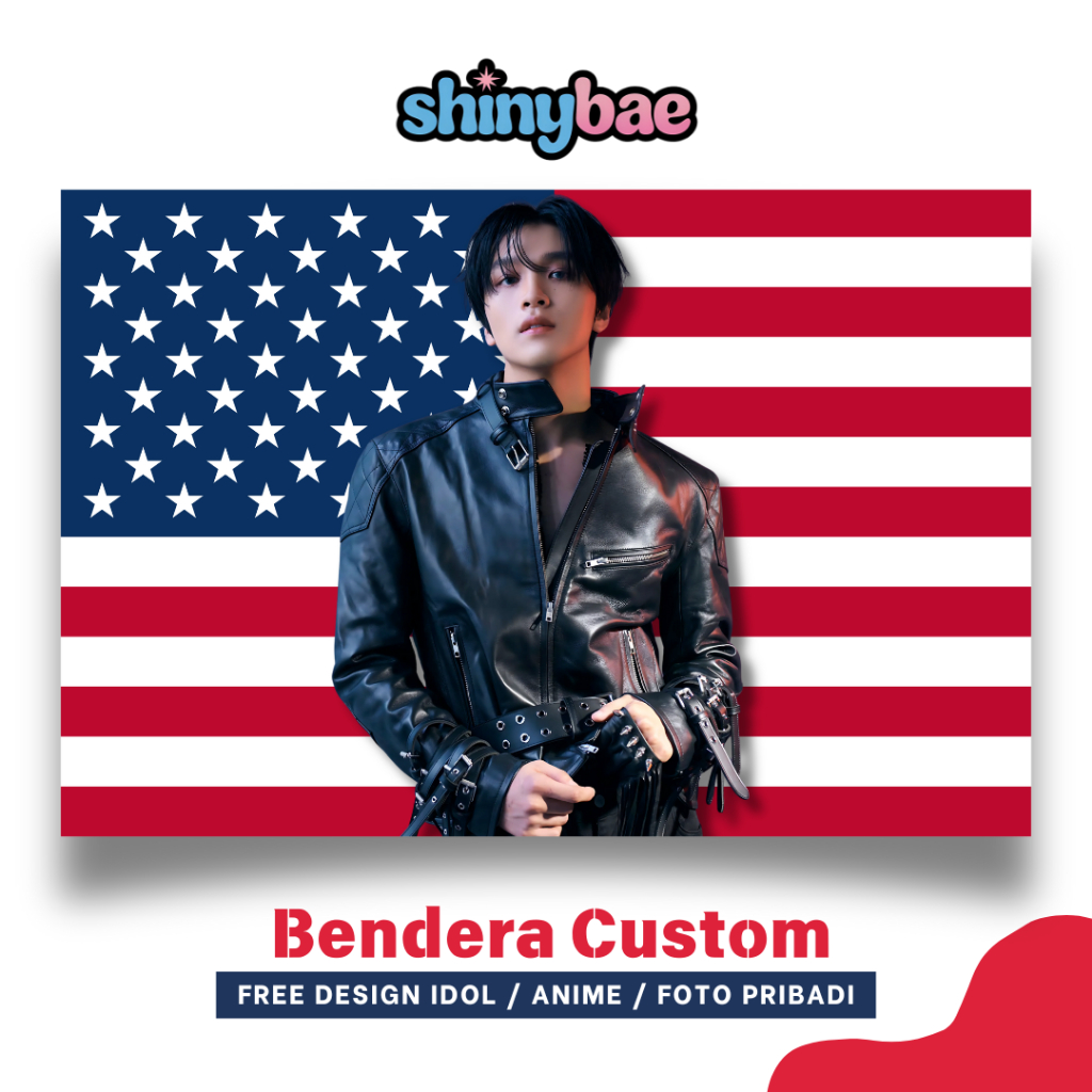 Bendera Custom Kpop Amerika US Flag Anime Slogan Konser Handbanner NCT Seventeen Aespa Blackpink EXO