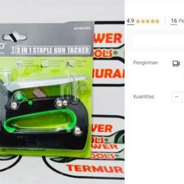

STAPLER GUN TACKER TEKIRO SG1672 GUN TUCKER STAPLE 3 IN 1 STAPLES GUN