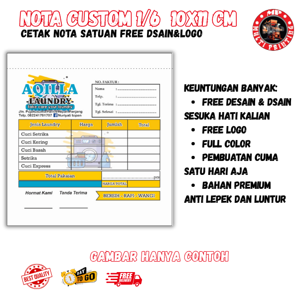 

cetak nota custom nama usaha toko sendiri ukuran sedang 1/6 polio Multi Printing paper bag