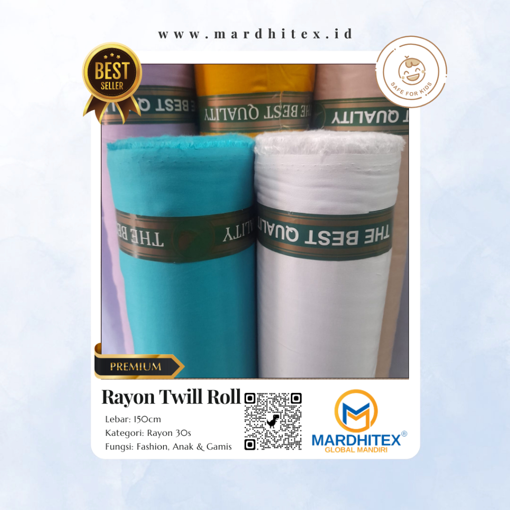 Kain Rayon Viscose Twill/Rayon Uniqlo Premium Grade, Harga Roll