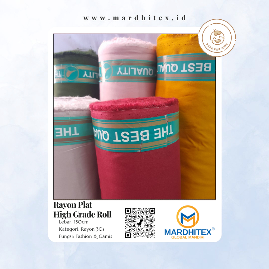 Kain Katun Rayon High Grade Bahan Mukena, Rok, Dress, Harga Roll