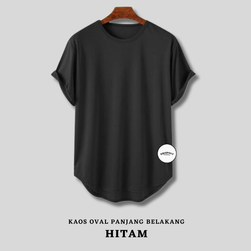 KAOS TSHIRT POLOS OVAL PANJANG BELAKANG LENGAN PENDEK KATUN COMBED JUMBO BIG SIZE OVERSIZE REMAJA DE