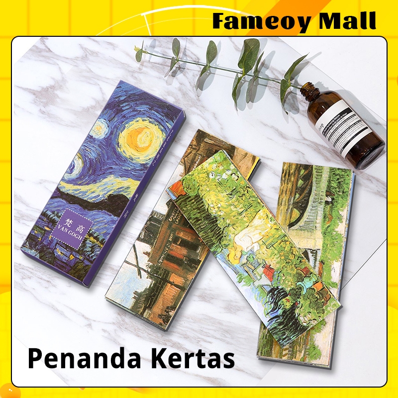 

30Pcs/Set Pembatas Buku Kertas Karakter Lucu Besar Desain Hayao Miyazaki / Van Gogh Bookmark