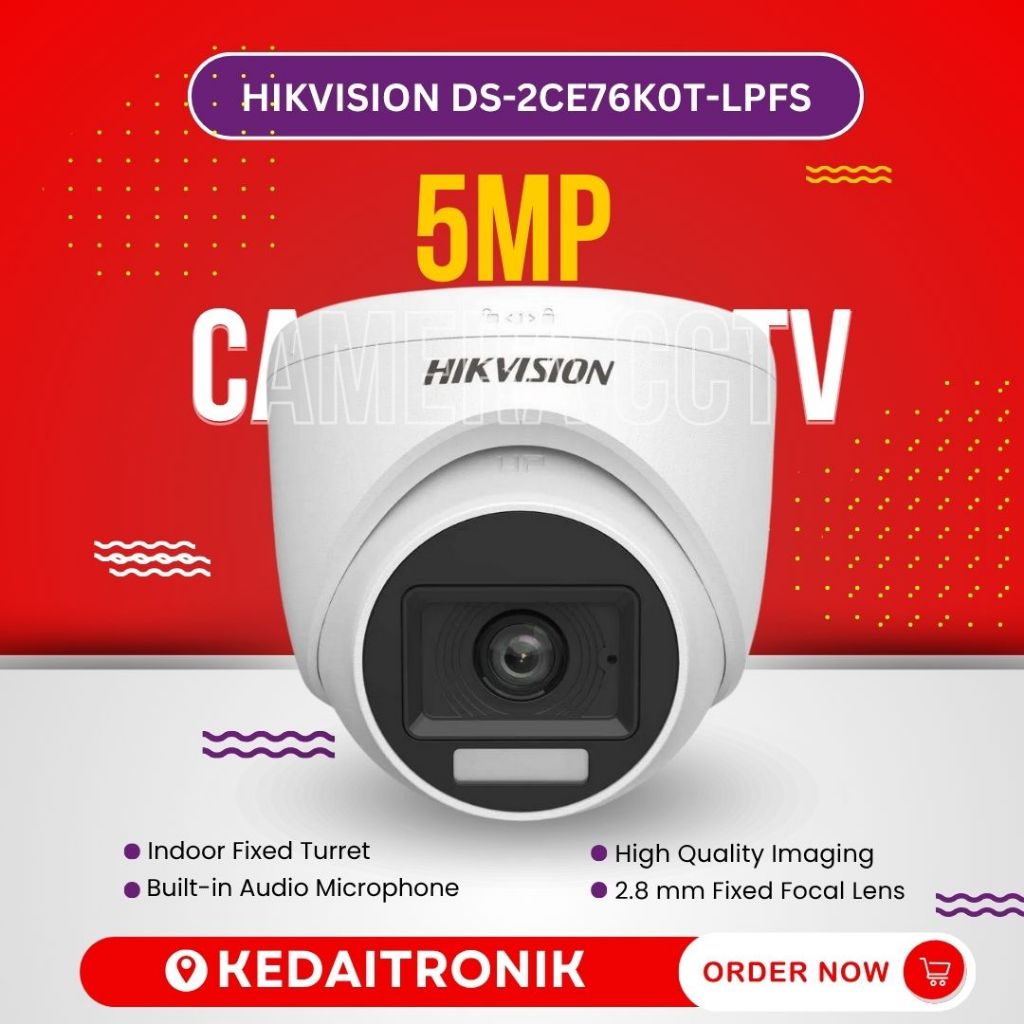 NEW CCTV Hikvision DS-2CE76K0T-LPFS 3K Smart Hybrid Light Audio Indoor Turret DS 2CE76K0T LPFS
