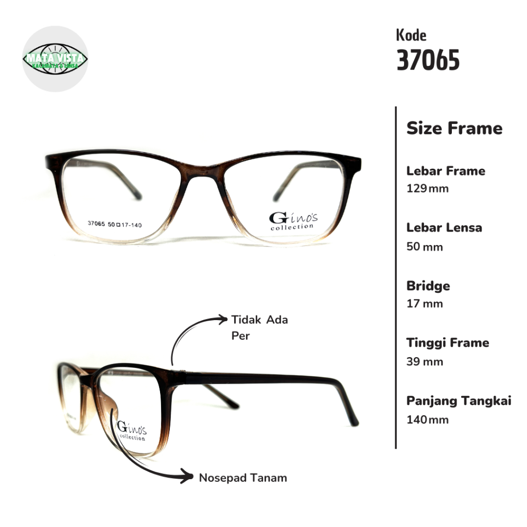 FRAME KACAMATA PRIA / WANITA 37065 SIZE 50 LEBAR FRAME 129 Full Frame