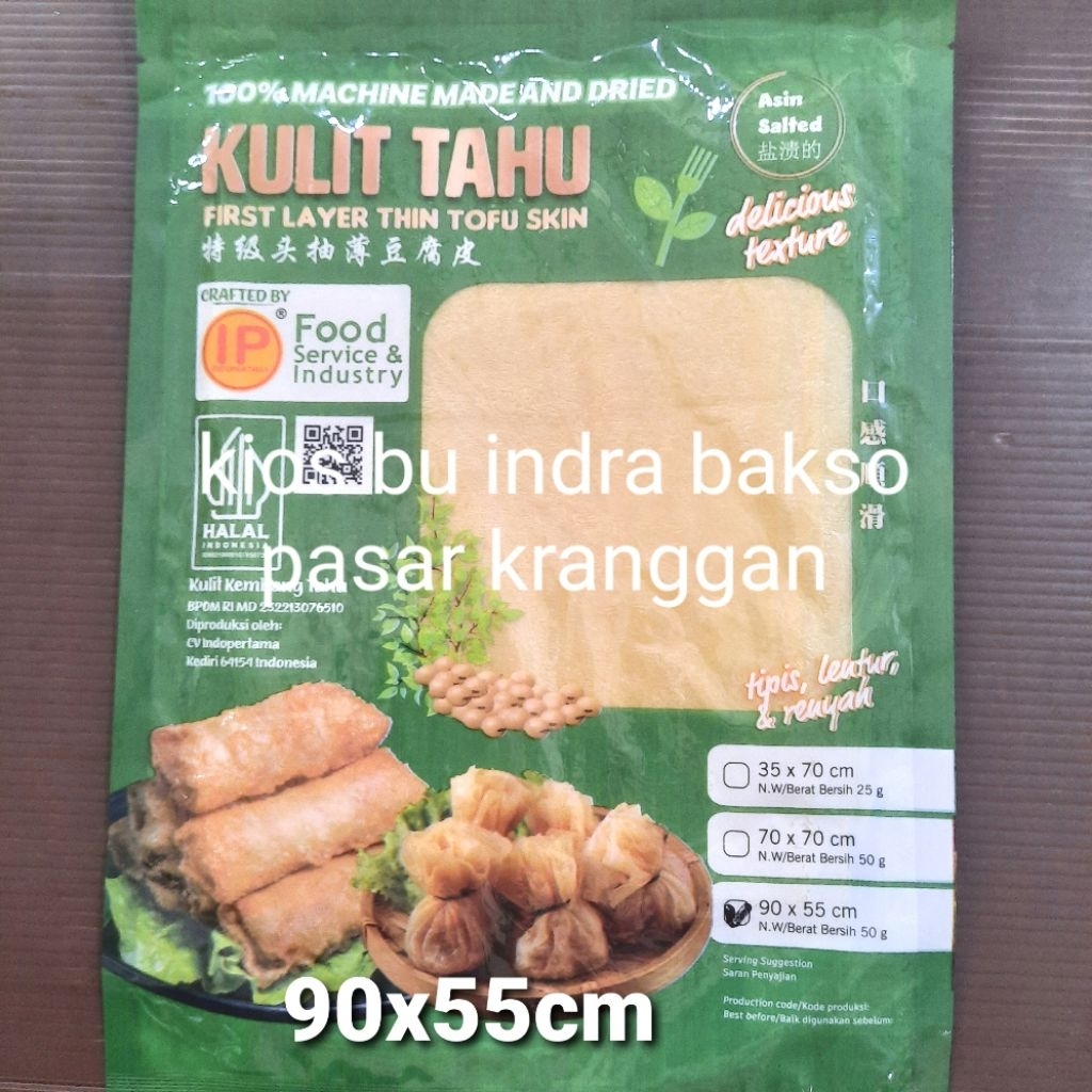 

kulit kembang tahu ip 90X55 50 gr untuk bikin gohyong hekeng indopertama dimsum first layer thin tofu skin