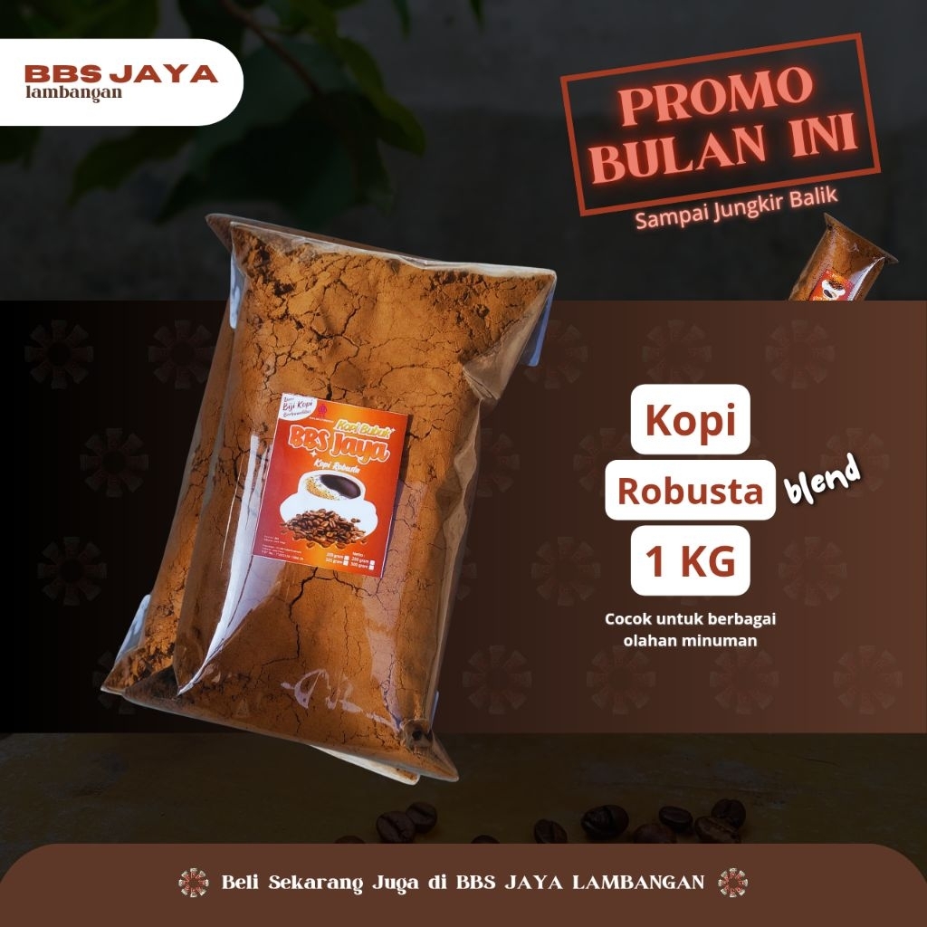 

Kopi BBS JAYA 1 KG - Kopi Robusta Dampit Kopi Tubruk Kopi Bubuk Coffee Roast Powder