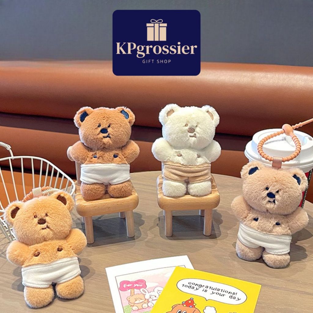 Gantungan Kunci Boneka Beruang Teddy Bear Kostum Ganci Lucu Keychain Bag Charm Aksesoris Tas 11 cm