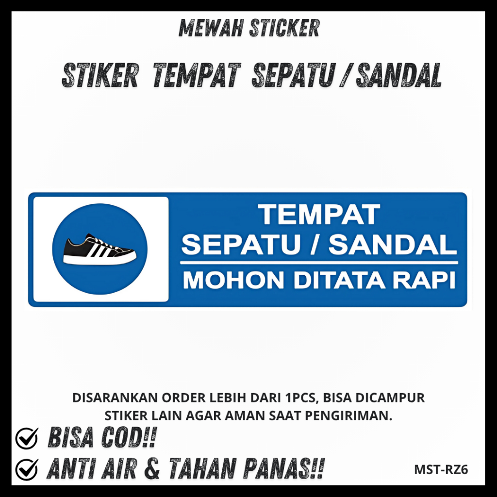 

Stiker tempat sepatu sendal / Sticker Sandal Sepatu Harap Ditata Rapi / sendal sepatu harap dirapihkan
