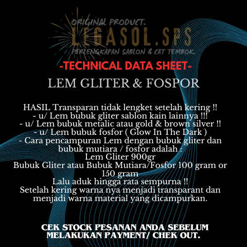 

Baru Lem Gliter, Lem Bubuk Mutiara/ Metalik Lem Fospor (U/Sablon Kaos Dll).
