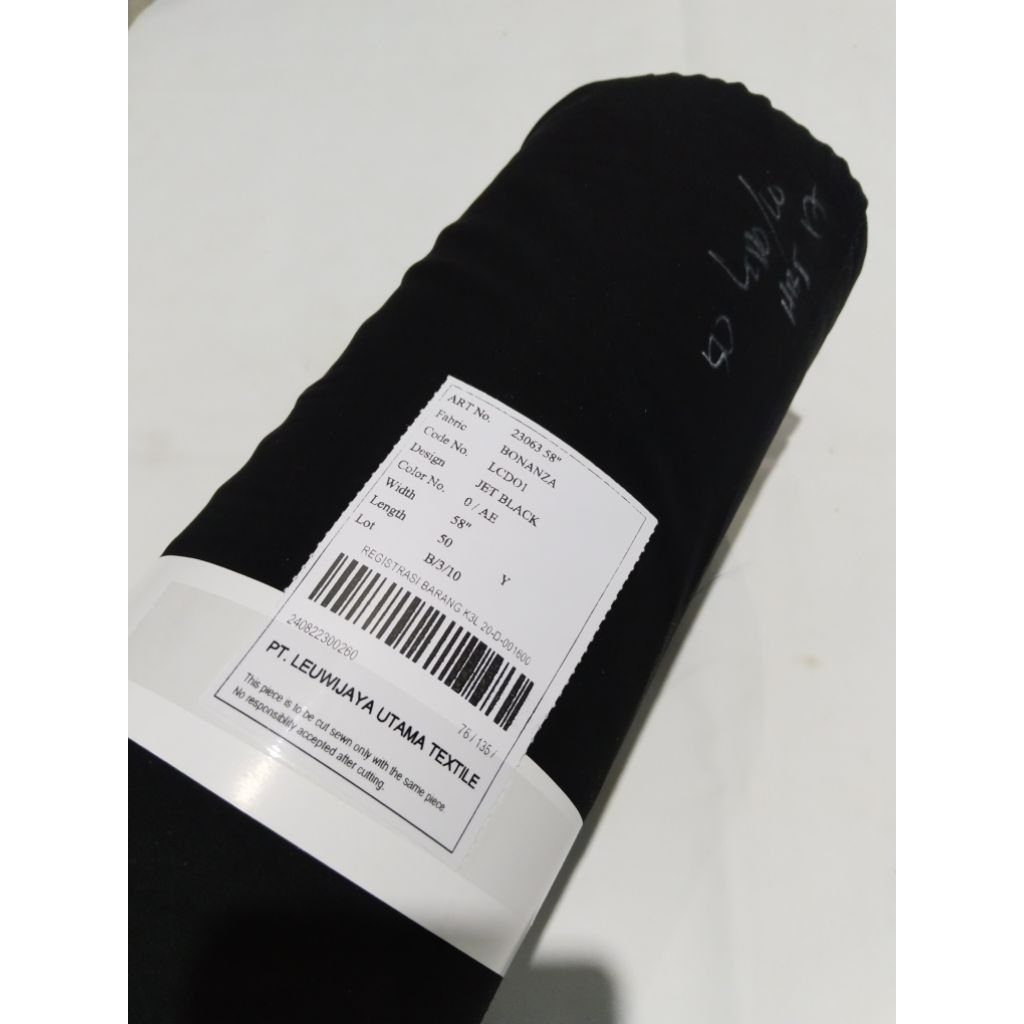 kain jetblack BONANZA PREMIUM bidang 150cm  meteran