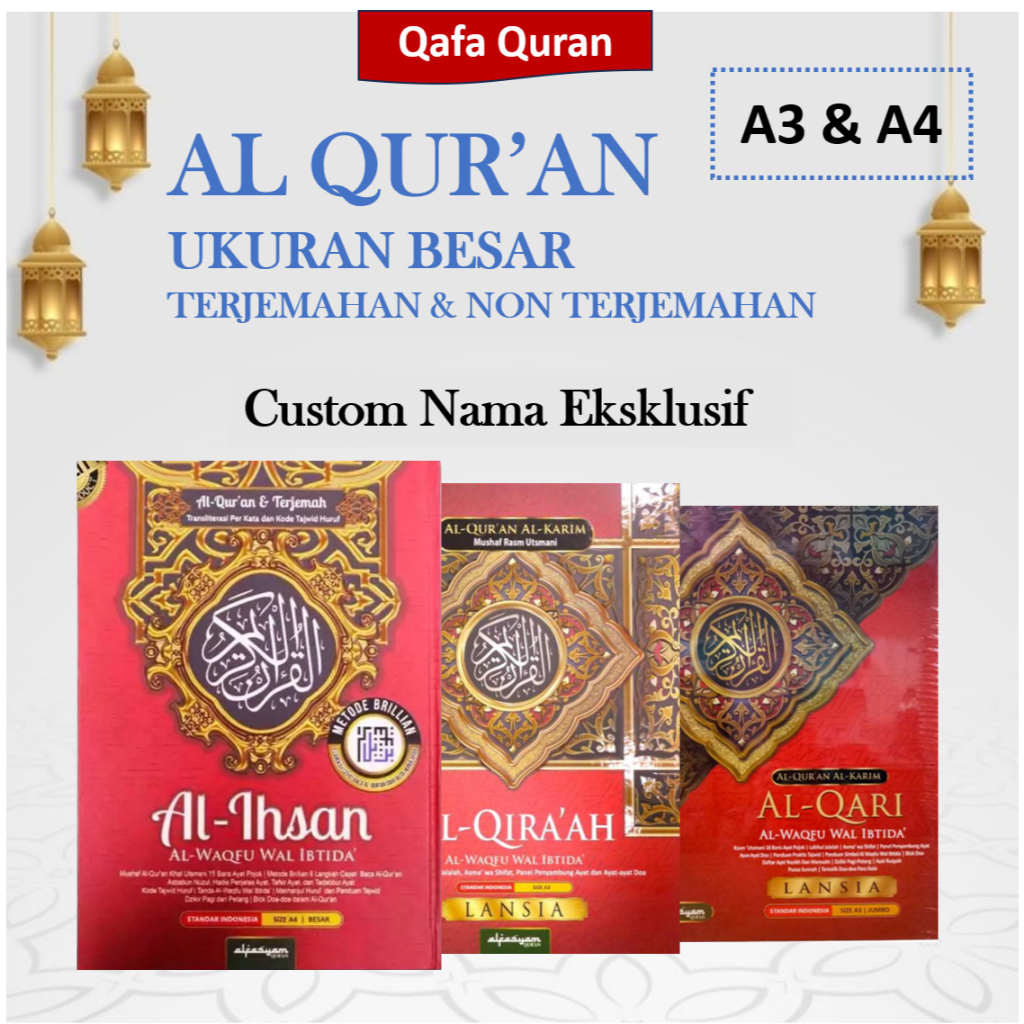 Al Quran Lansia Jumbo A3 dan A4 / Al Quran Jumbo Ukuran A3 dan A4 Terjemahan dan Non Terjemahan