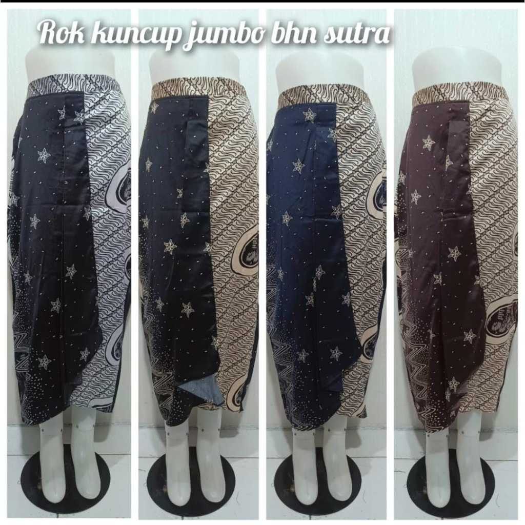 DSHOP (COD) ROK REMPEL BATIK KUNCUP JUMBO XXL~XXXL  /BHN KAIN SUTRA /ROK LILIT INSTANT/ROK BATIK MOD