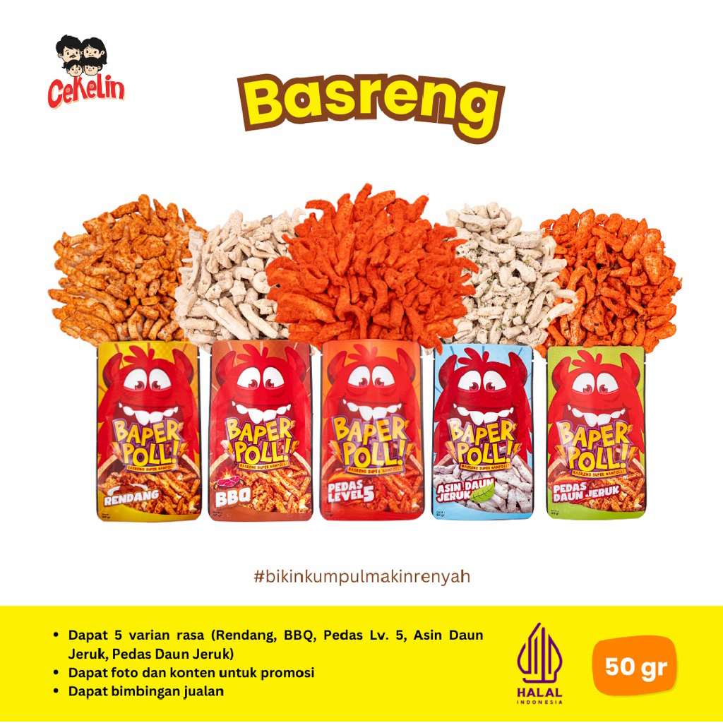 

Cemilan Cekelin Basreng eneka rasa 50gr per-pcs
