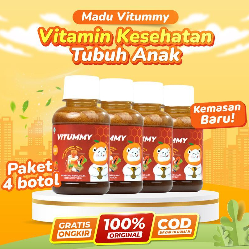 

Madu Vitummy 4 Botol - Madu Herbal Multivitamin Kesehatan Tubuh Anak