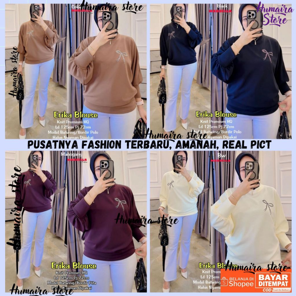 BAJU ERIKA VINTAGE BLOUSE CANTIK ORI BY MARSELLA ATHAYA HIJAB • BAJU ATASAN WANITA KEKINIAN BLOUSE K