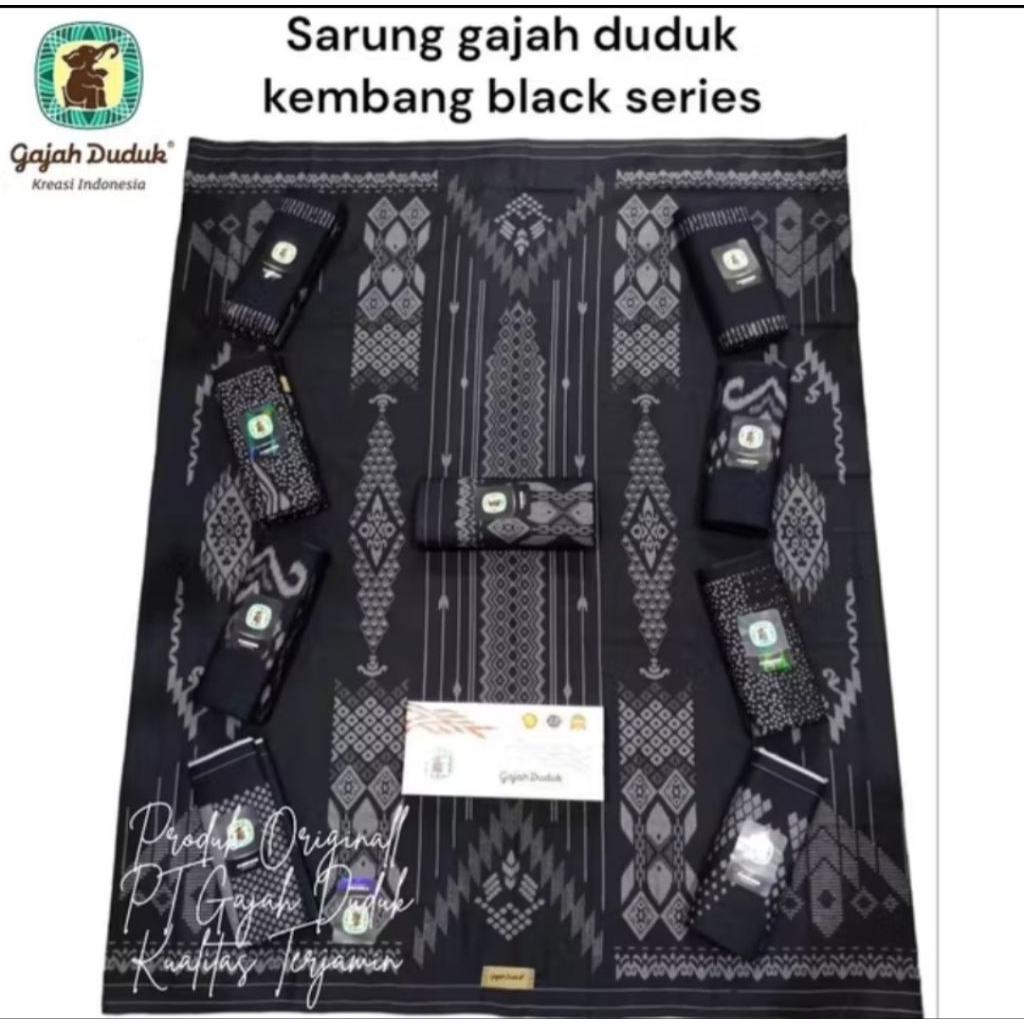 sarung gajah duduk asia kembang original, black series