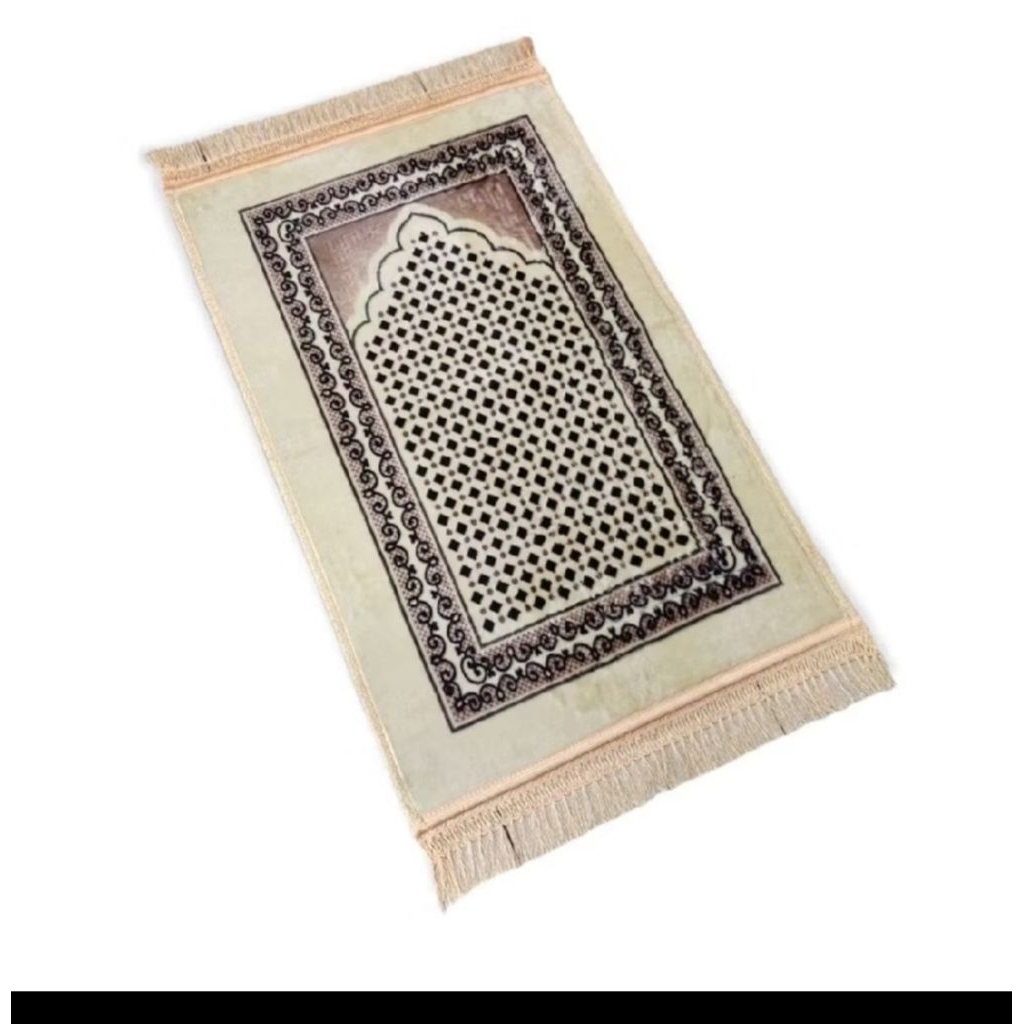 sajadah busa rumbai dasar coklat muda,sajadah busa,sajadah tebal,sajadah empuk