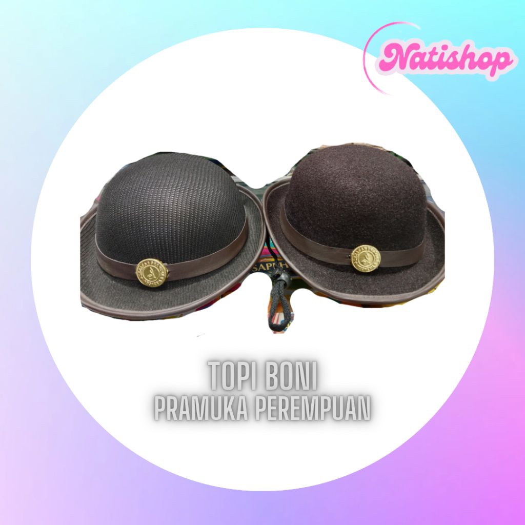 Topi Boni Pramuka Perempuan SD/SMP/SMA (sudah dapat emblem)