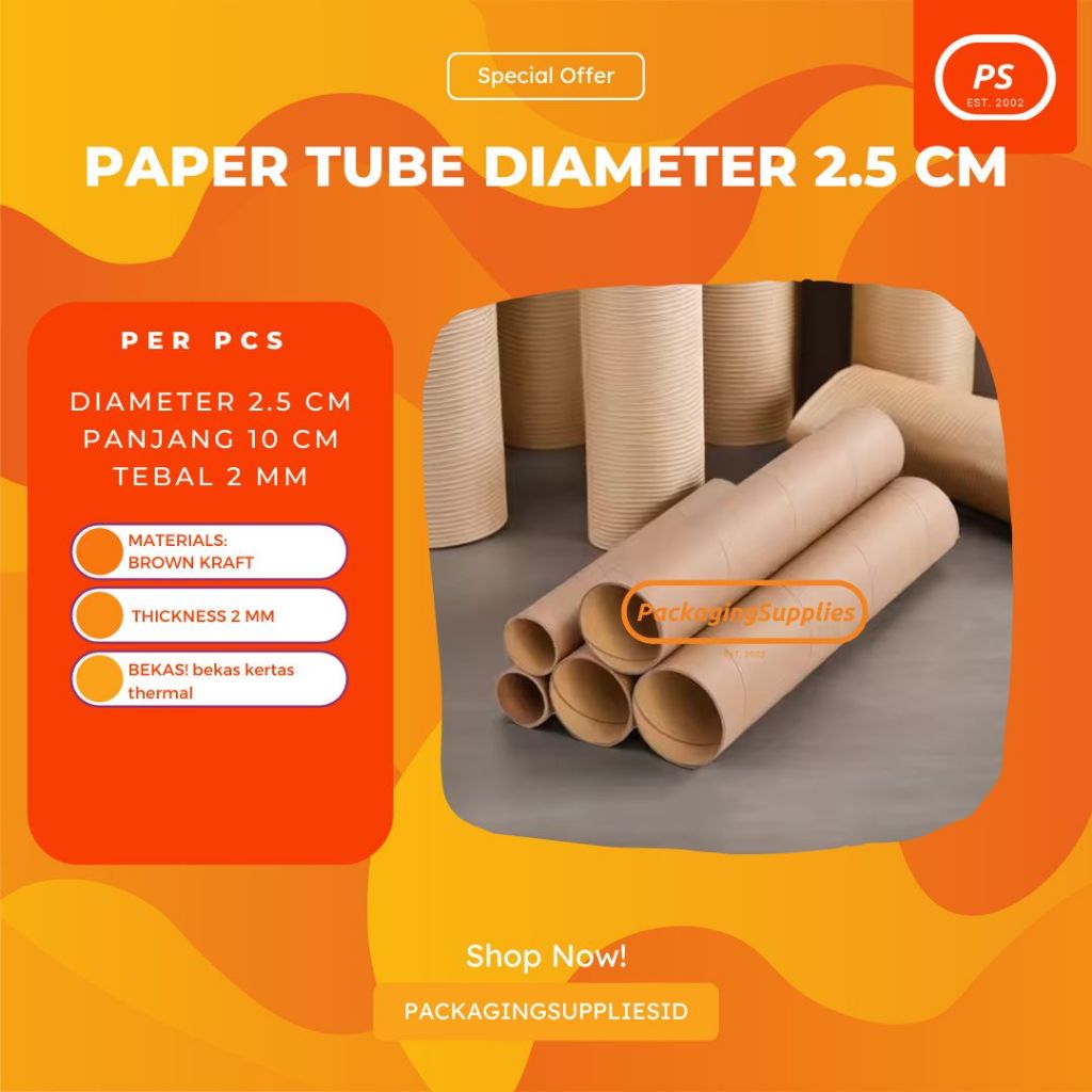 

(BEKAS) PAPER TUBE 25 X 100 X 2 MM CONES SELONGSONG | packagingsupplies.id