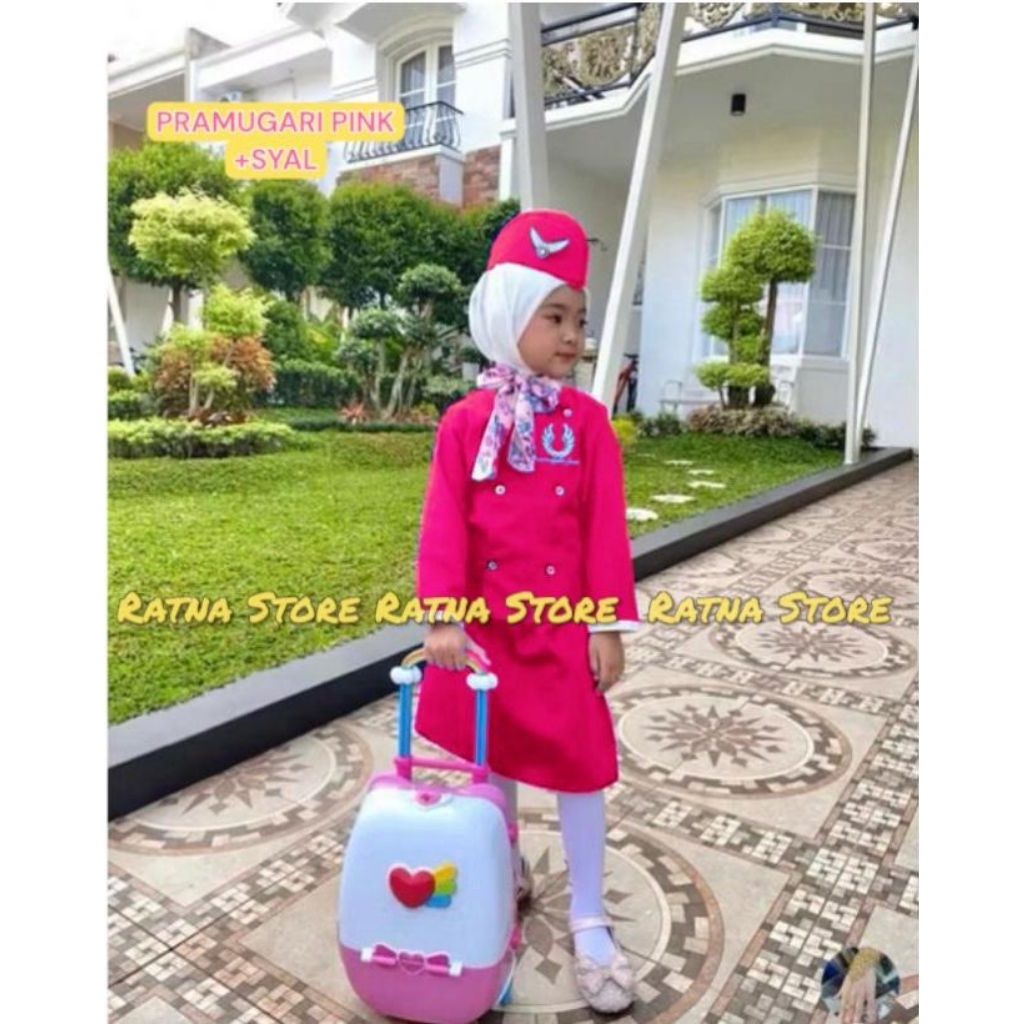 FREE ONGKIR BAJU PRAMUGARI ANAK CEWEK ROK PENDEK/ BAJU PROFESI PRAMUGARI ANAK PAUD, TK, SD /BAJU