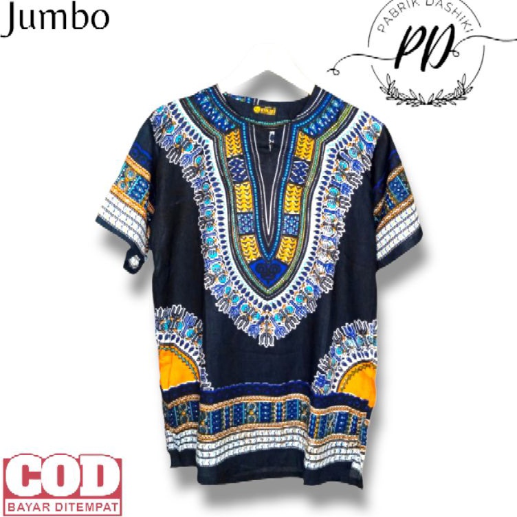 KODE I28X Baju kaos dashiki AU jumbo baju pria wanita baju santai baju dashiki
