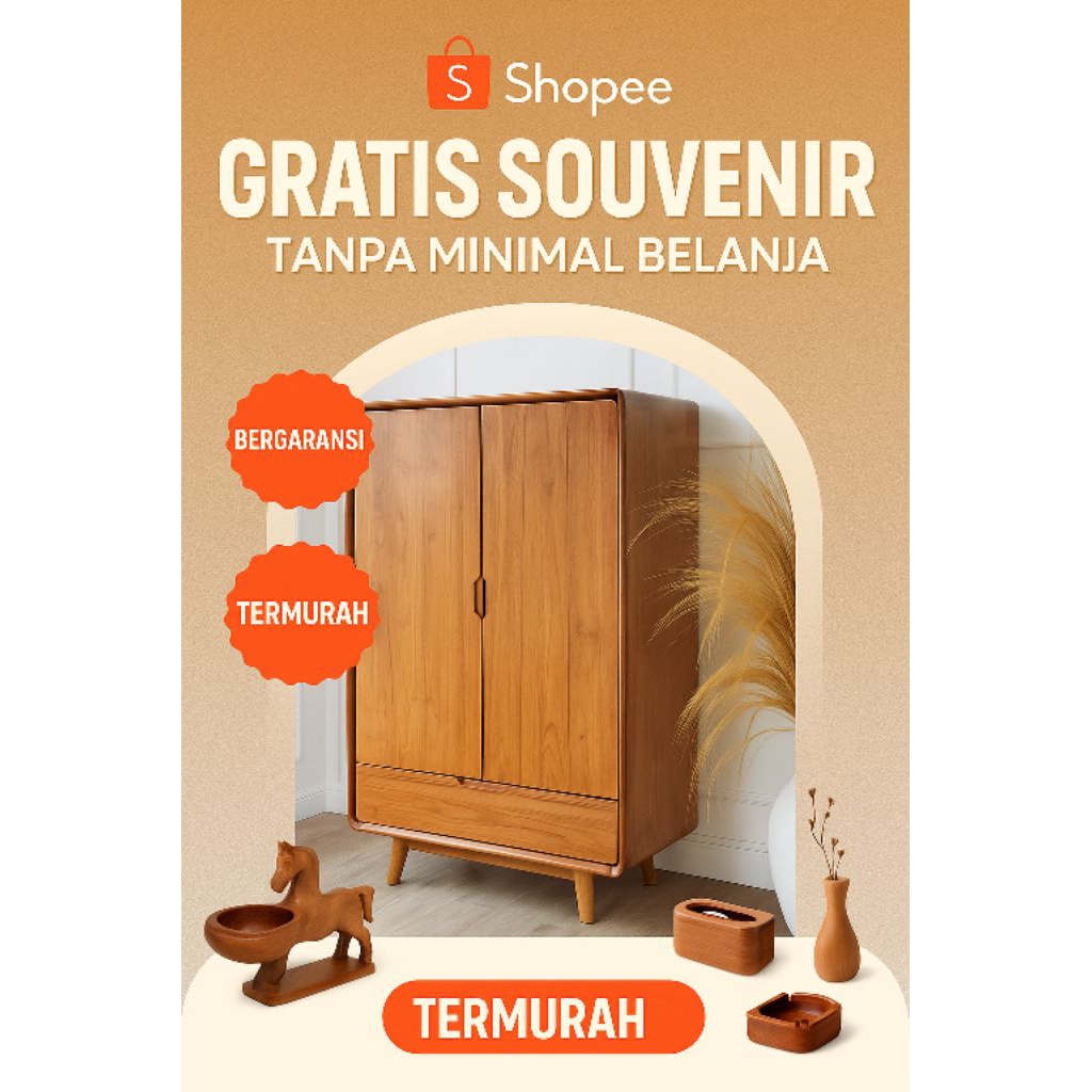 lemari pakaian kayu jati 2 pintu lemari kayu retro minimalis murah
