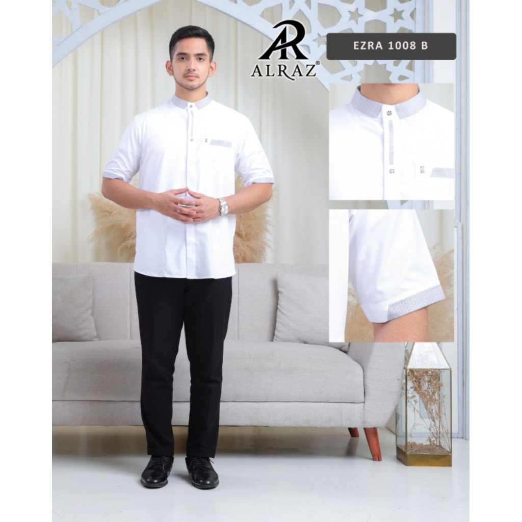 ALRAZ PUTIH-WARNA PENDEK / Koko Alraz / Koko Pria Modern Alraz / Koko Kemeja Alraz/ Baju Koko alraz/
