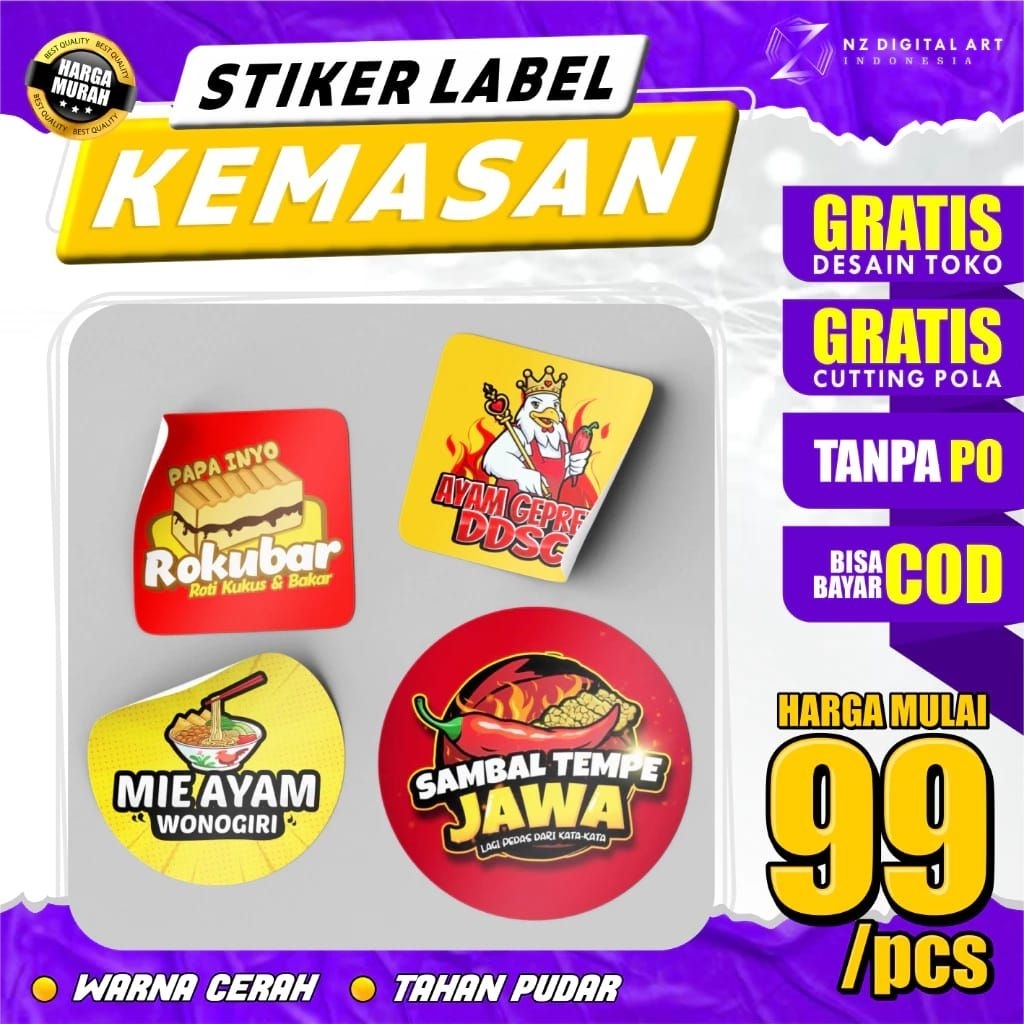 

Stiker Logo ukuran 1 x 1cm Label Makanan Minuman, Kemasan Bahan Sticker Bontak/Chromo