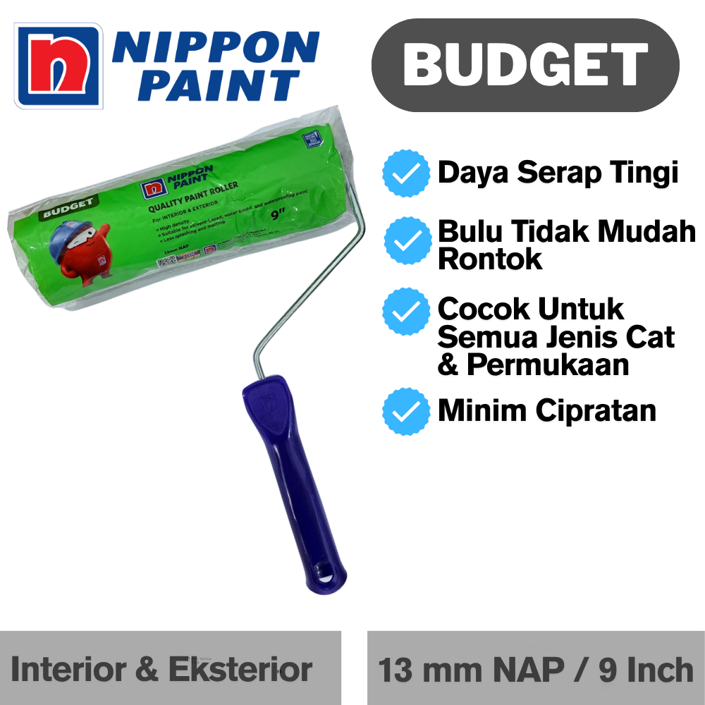 NIPPON PAINT ROL CAT BUDGET 9 INCH ROLLER CAT TEMBOK 13MM NIPPON PAINT KUAS ROLL BUSA NIPPON PAINT