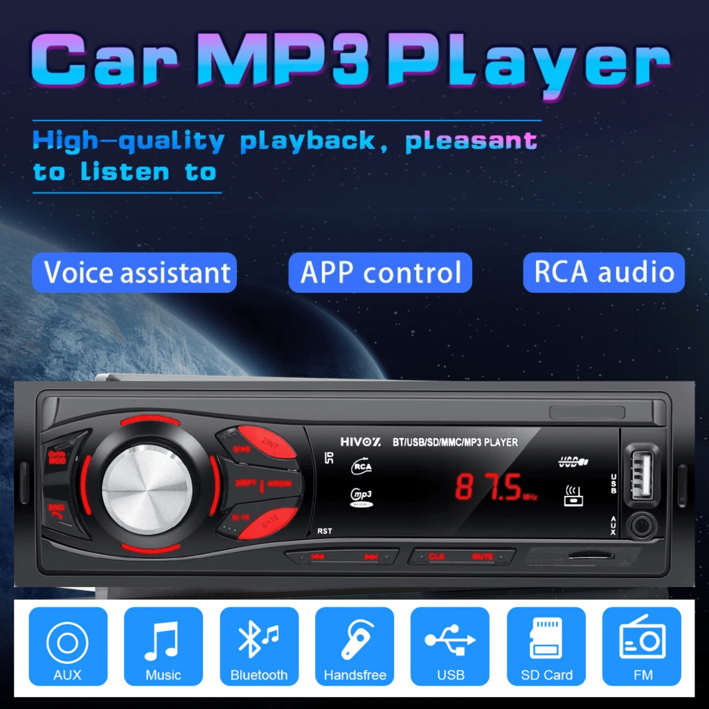 Taffware Tape Mobil Pick Up Avanza Audio MP3 Player Bluetooth 5.0 Super Bass 60W Dengan Remote
