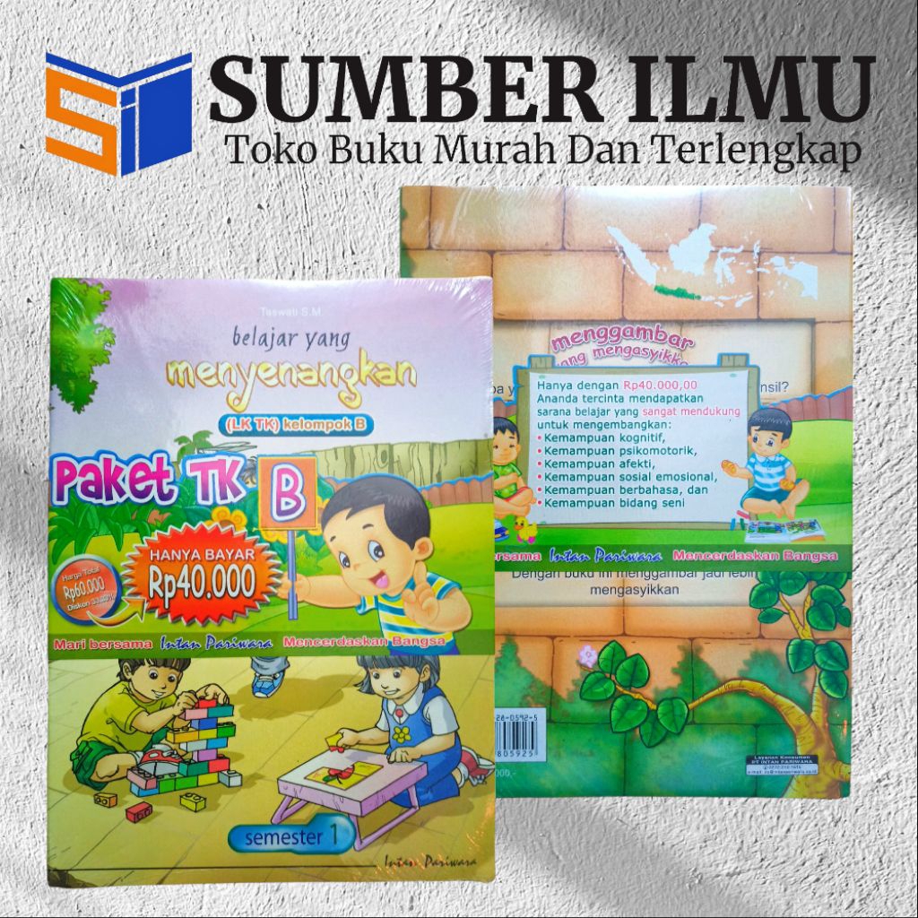 Buku Aktivitas Anak TK B (intan pariwara) semester 1&2 (1paket isi 7buku)