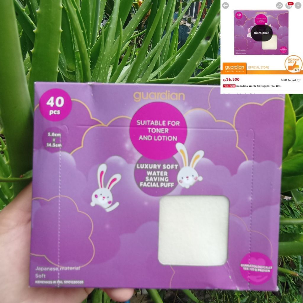 GUARDIAN Luxury Soft Water Saving Facial Puff / Kapas Guardian / Kapas Tipis Guardian