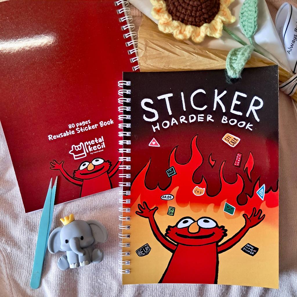 

METAL KECIL Sticker Book MERAH | Buku Koleksi Sticker A5 | Reusable Sticker Book 80 Halaman