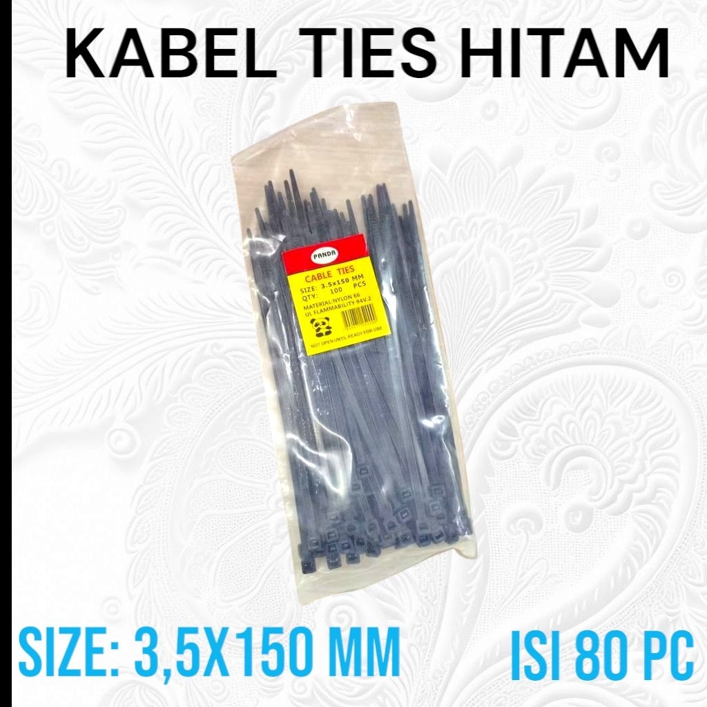 

KABEL TIES / CABLE TIES PANDA HITAM UKURAN 3.5X150MM F9015B