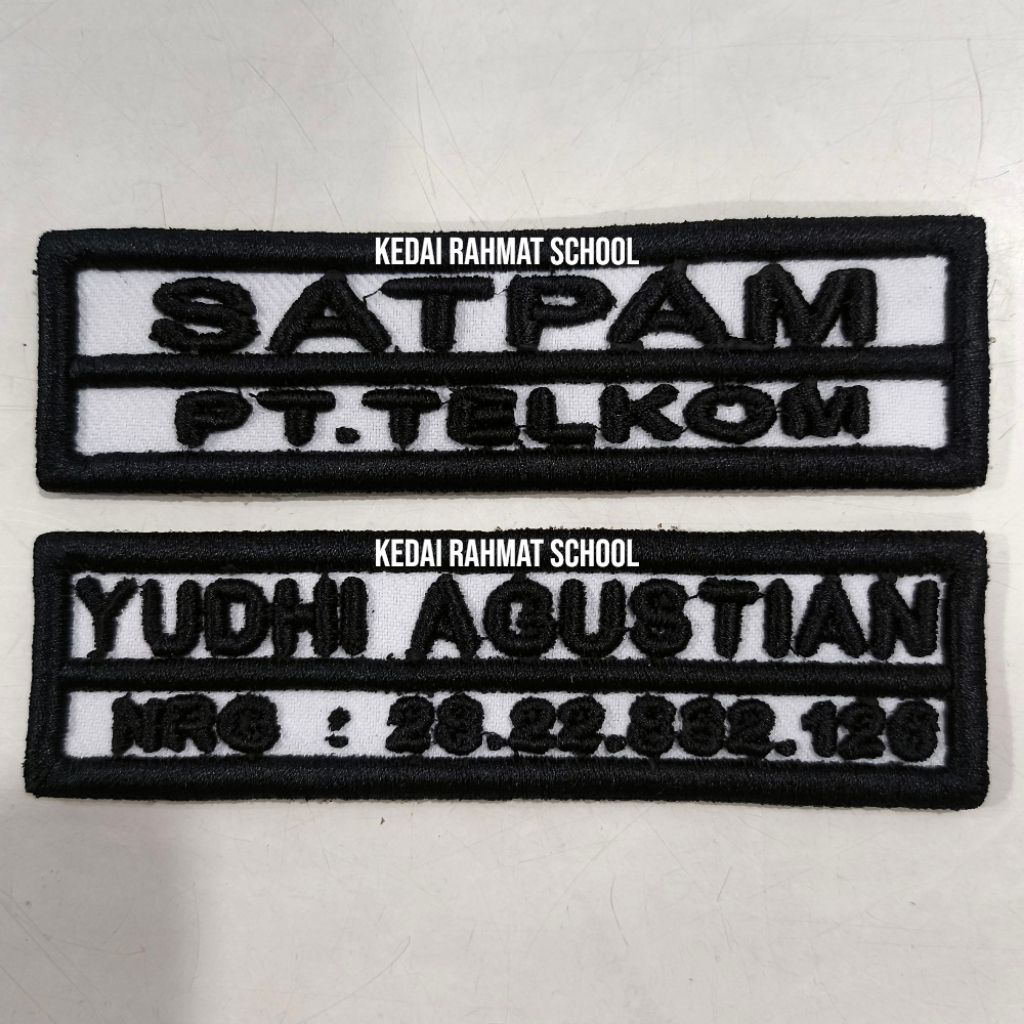 Bordir Nama Pangkat Satu Paket Timbul 3D Custom Satpam Security SPBU Satpol PP Damkar Dishub Ormas I