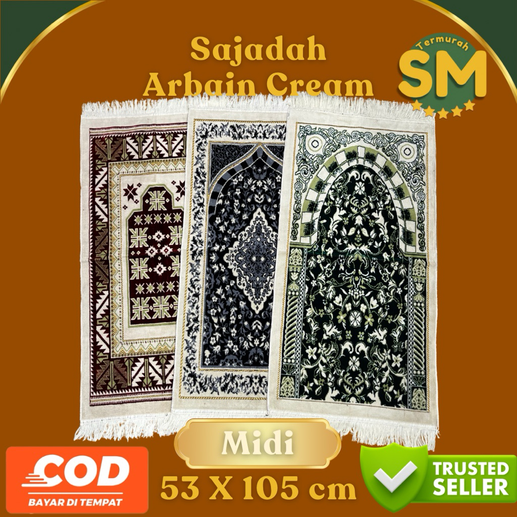 Sajadah Turkiye Arbain Cream Midi 53x105 cm