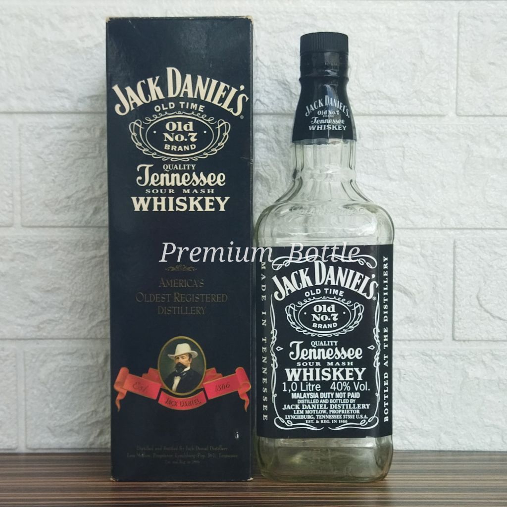 Botol Kosong Jack Daniels No.7 Old 1Liter (A) + Box