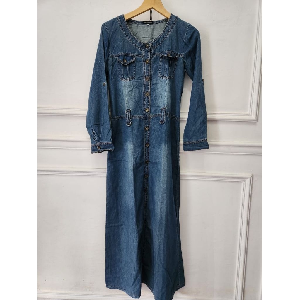 Preloved dress/gamis denim Brand Gionino