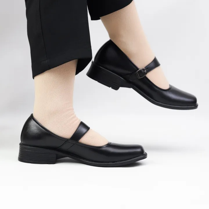 Sepatu Pantofel Wanita Sekolah Flatshoes Warna Hitam Empuk Dan Nyaman