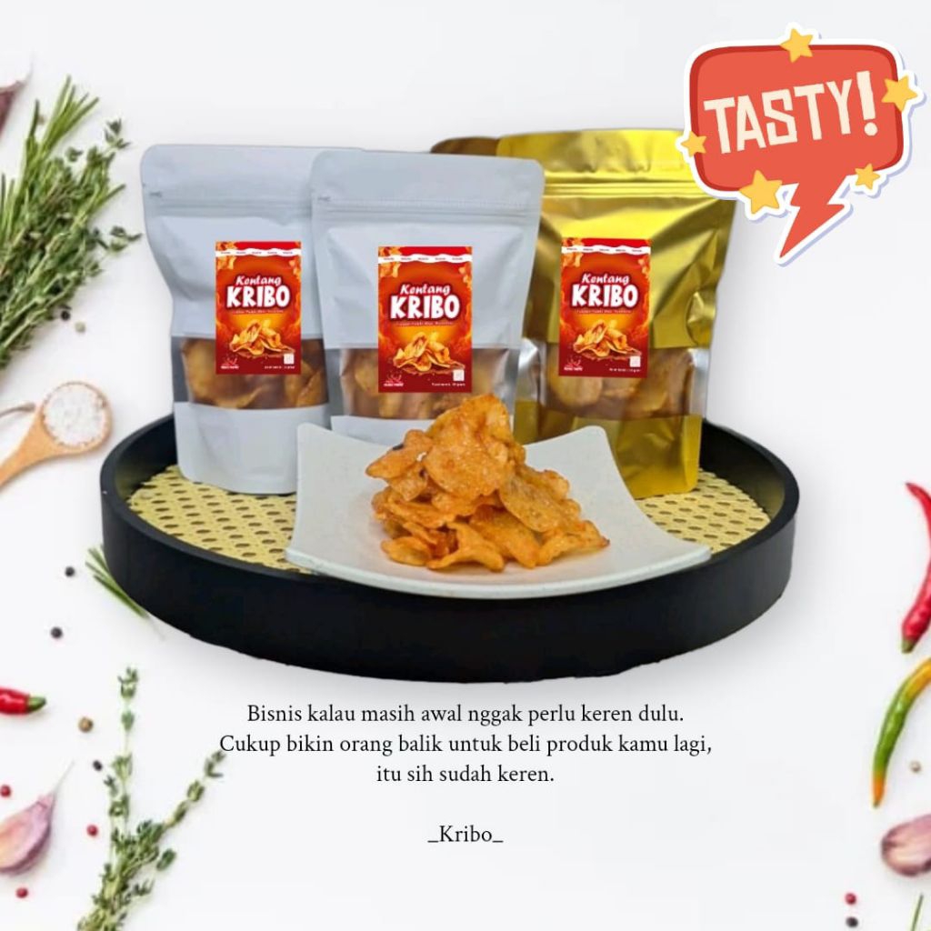 

Kentang Kribo - Kripik Kentang Balado Pedas Manis 65gr