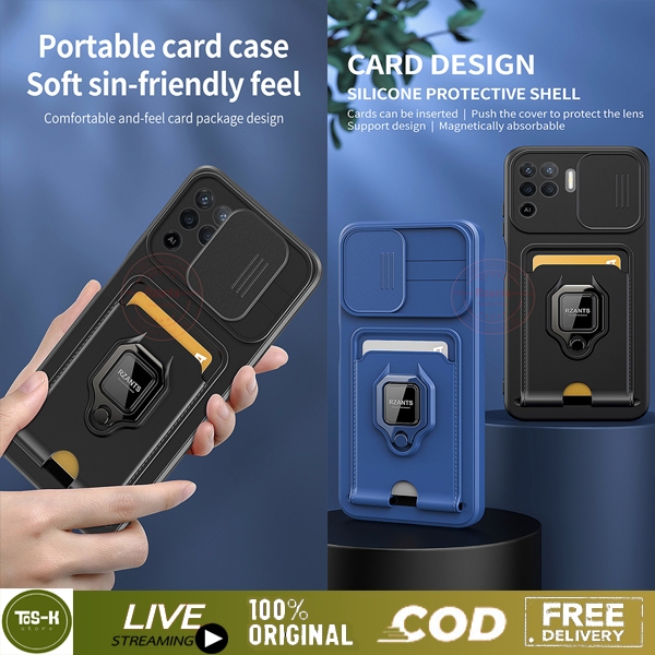Case Hp Oppo A54 A55 A58 A74 A78 A95 A15 F19 Reno 6 5G Camslider Softcase with Card Slot