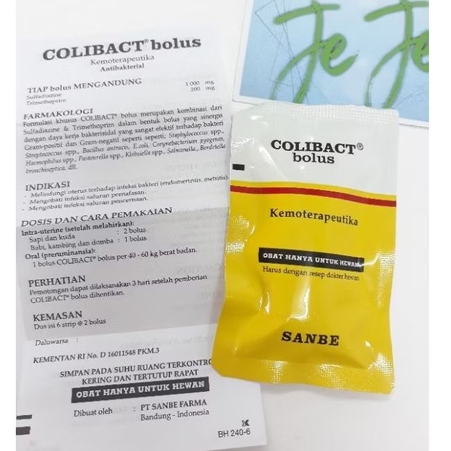 Eceran Colibact bolus obat batuk pilek mencret sapi kambing kuda